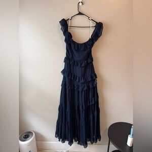 Lulu's Deep Blue Gathered Dress